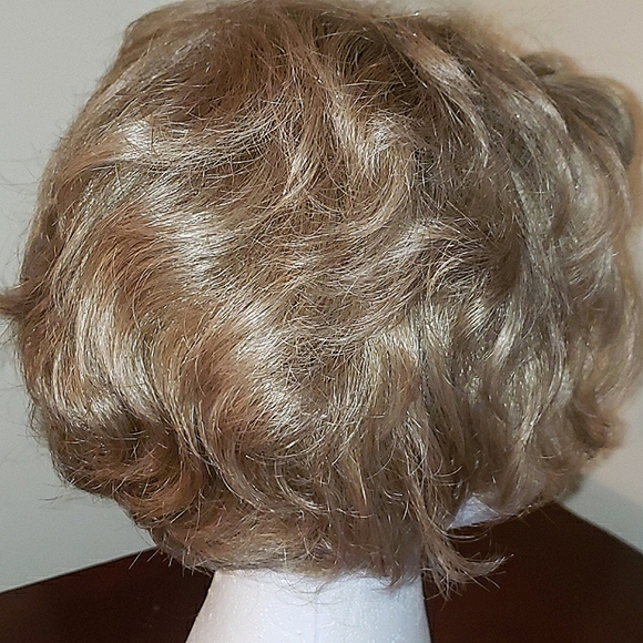 Blonde Brownish Short Light Waves Hair Style Average Size 21"-23" Lace Cap Wig